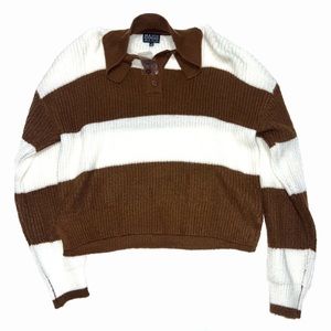 Brown and White knitted Sweater